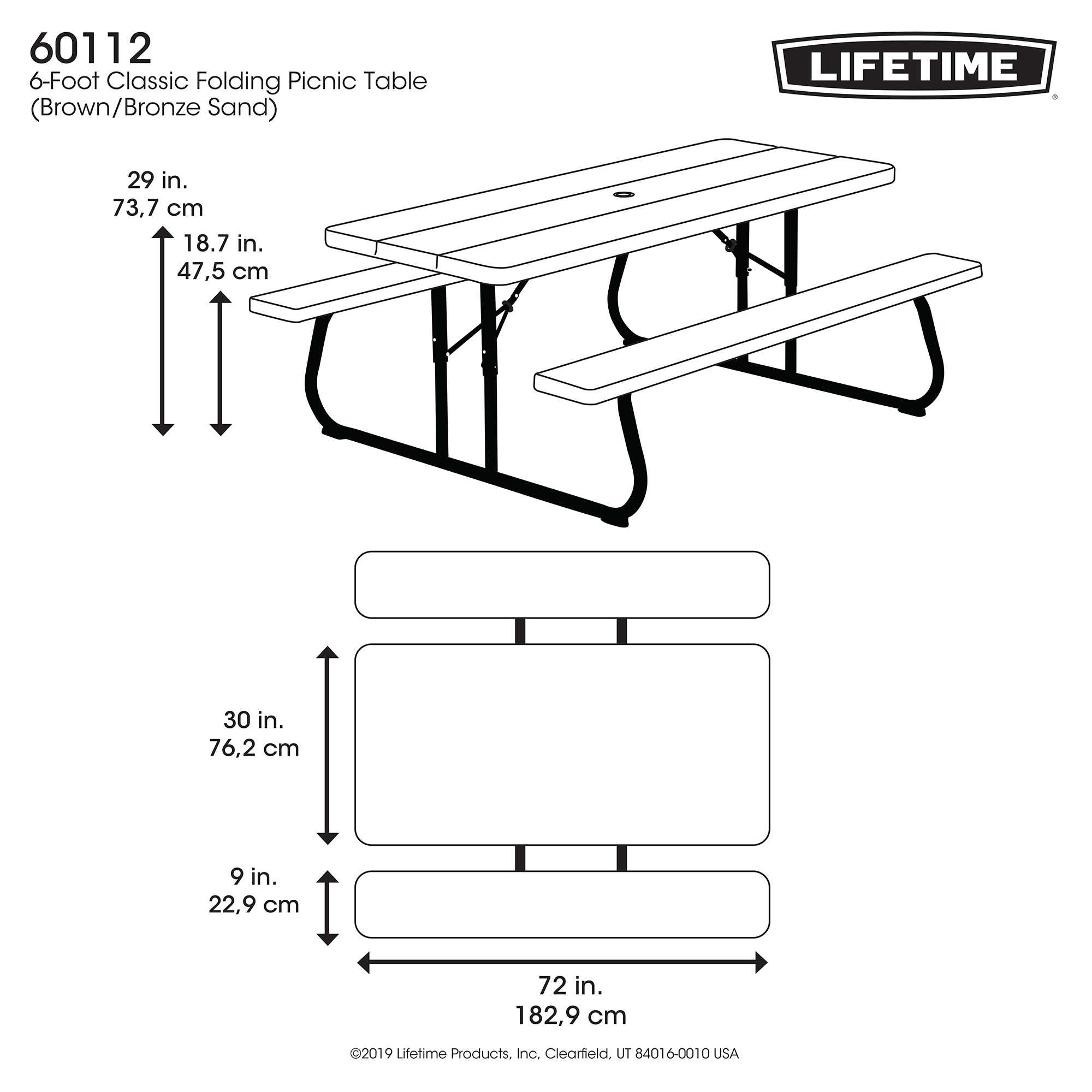 Foto 4 pulgar | Mesa de Picnic Lifetime color color Café Chocolate de 1.83 m