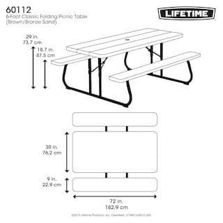 Foto 3 | Mesa de Picnic Lifetime color color Café Chocolate de 1.83 m