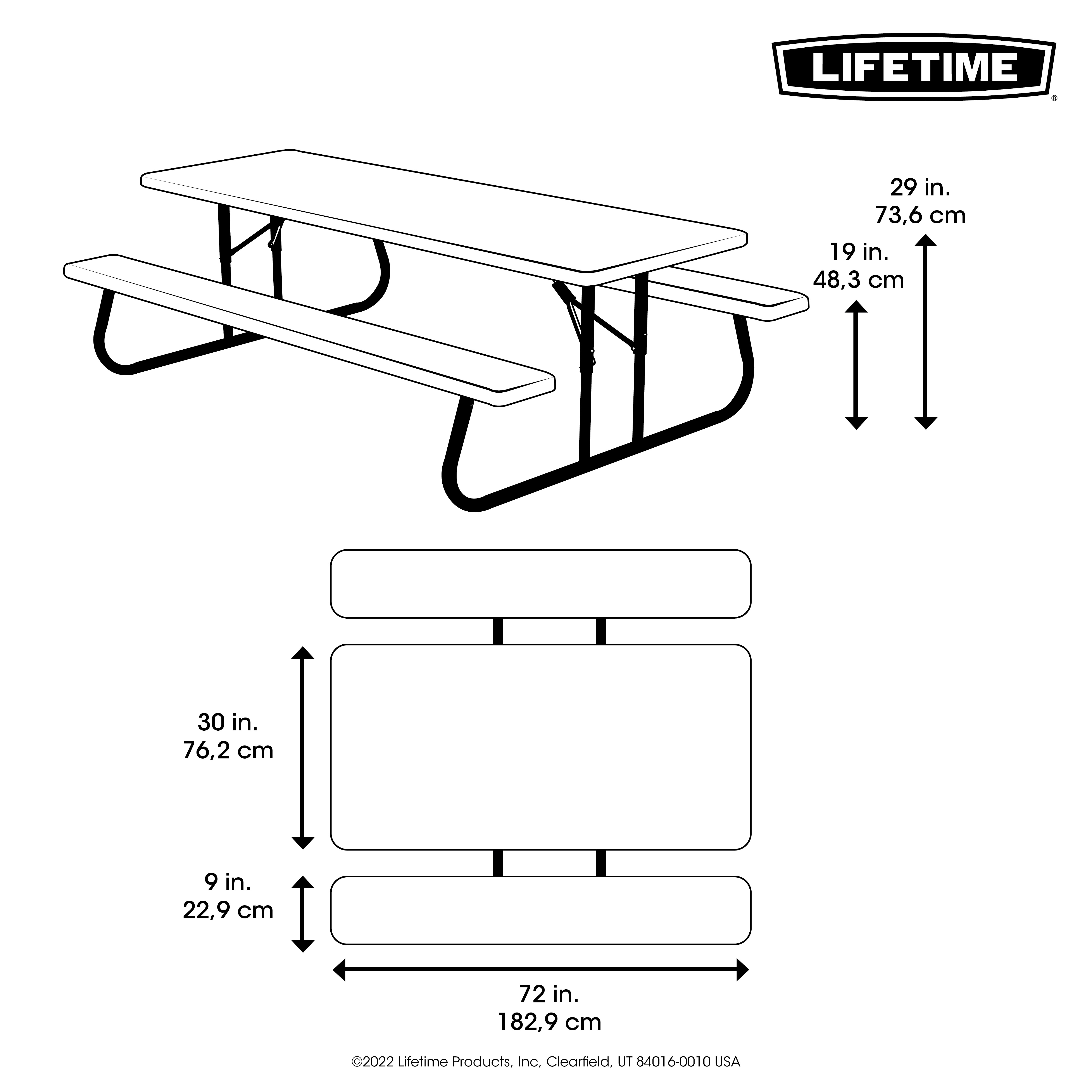 Foto 2 | Mesa Picnic Lifetime color Blanco 1.8 m