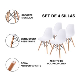 Foto 3 | Set de Sillas Elly Decor SO-SP1-01 Blanco Tipo Eames 4 Piezas