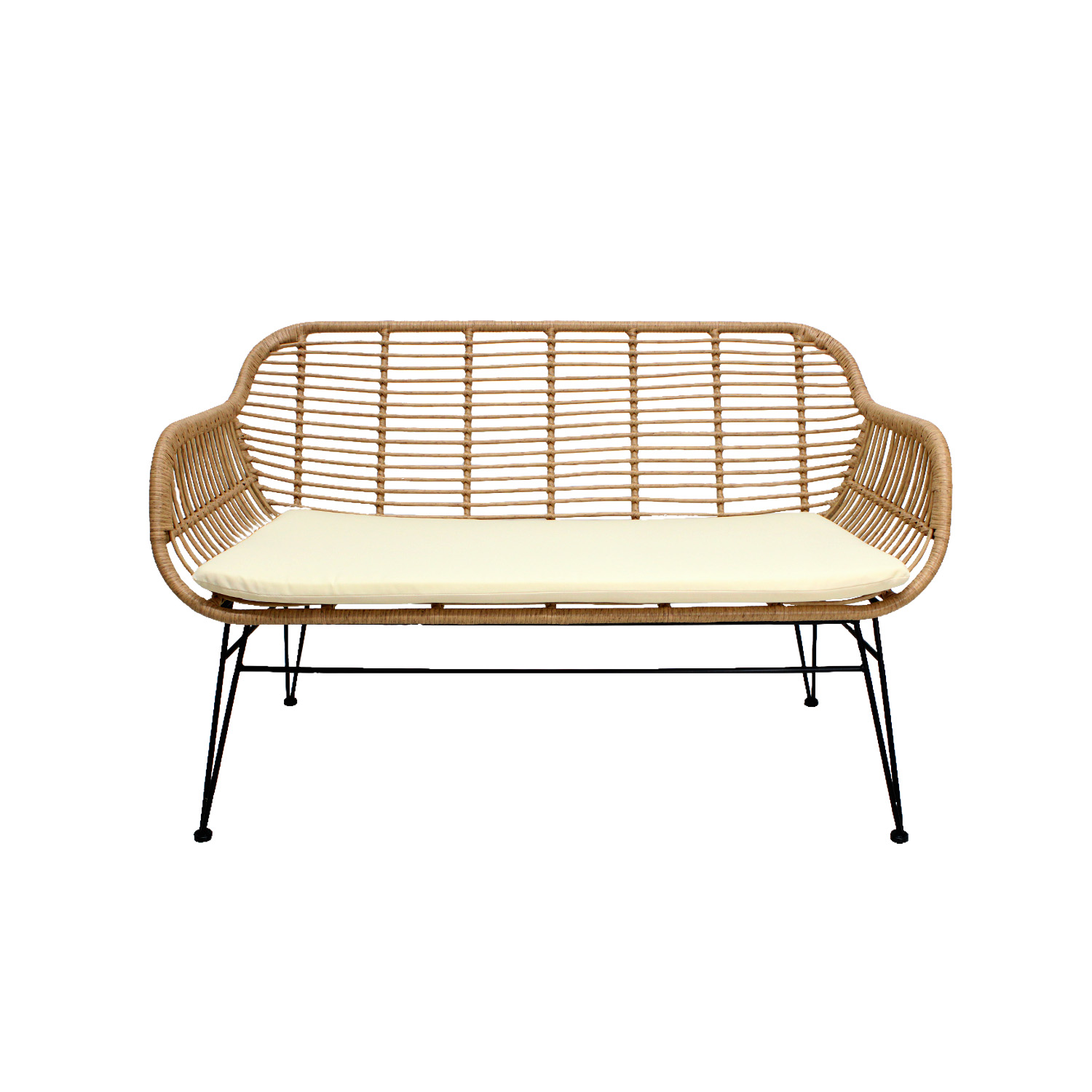 Foto 2 pulgar | Loveseat de Acero y Rattan Mundo In Beige