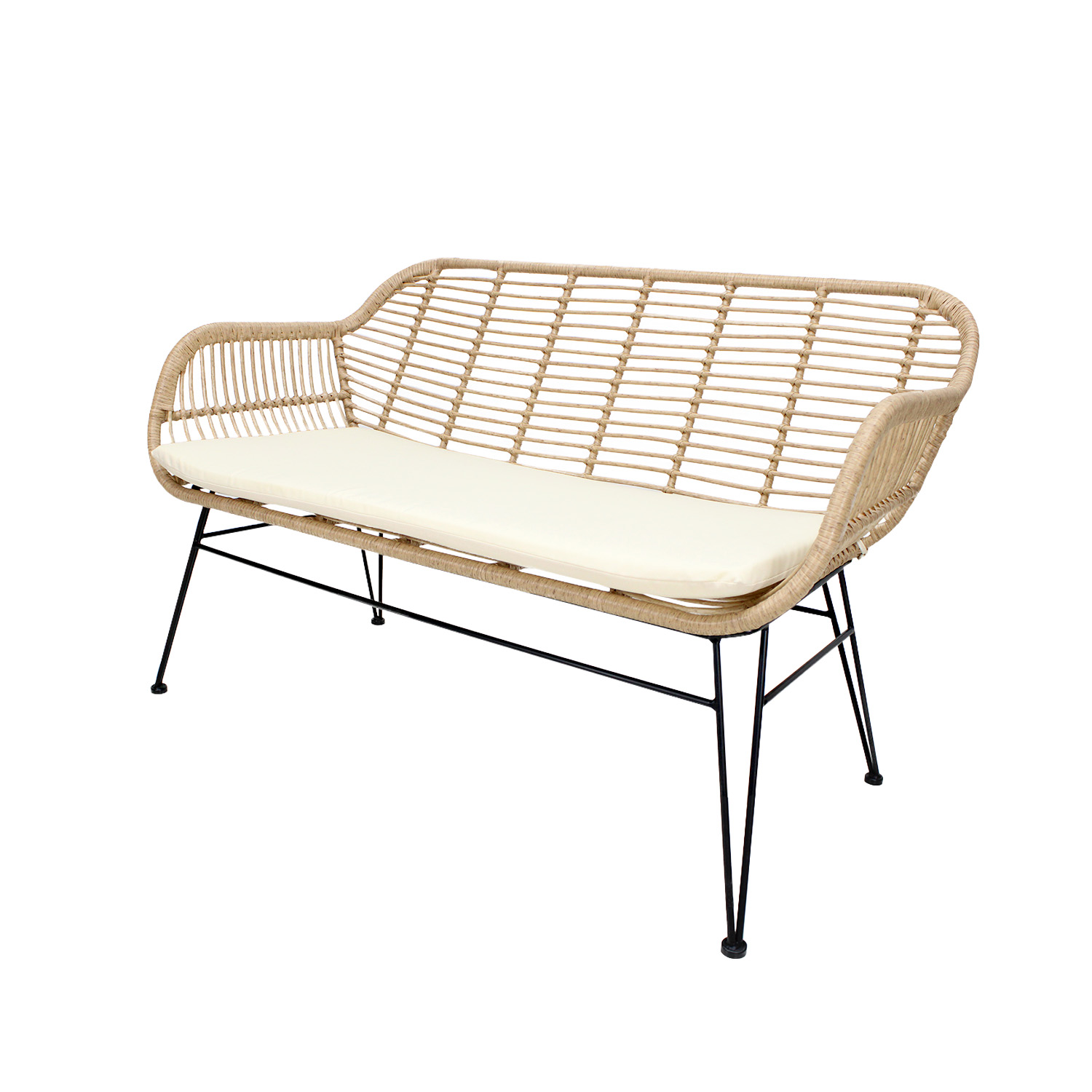 Foto 3 pulgar | Loveseat de Acero y Rattan Mundo In Beige