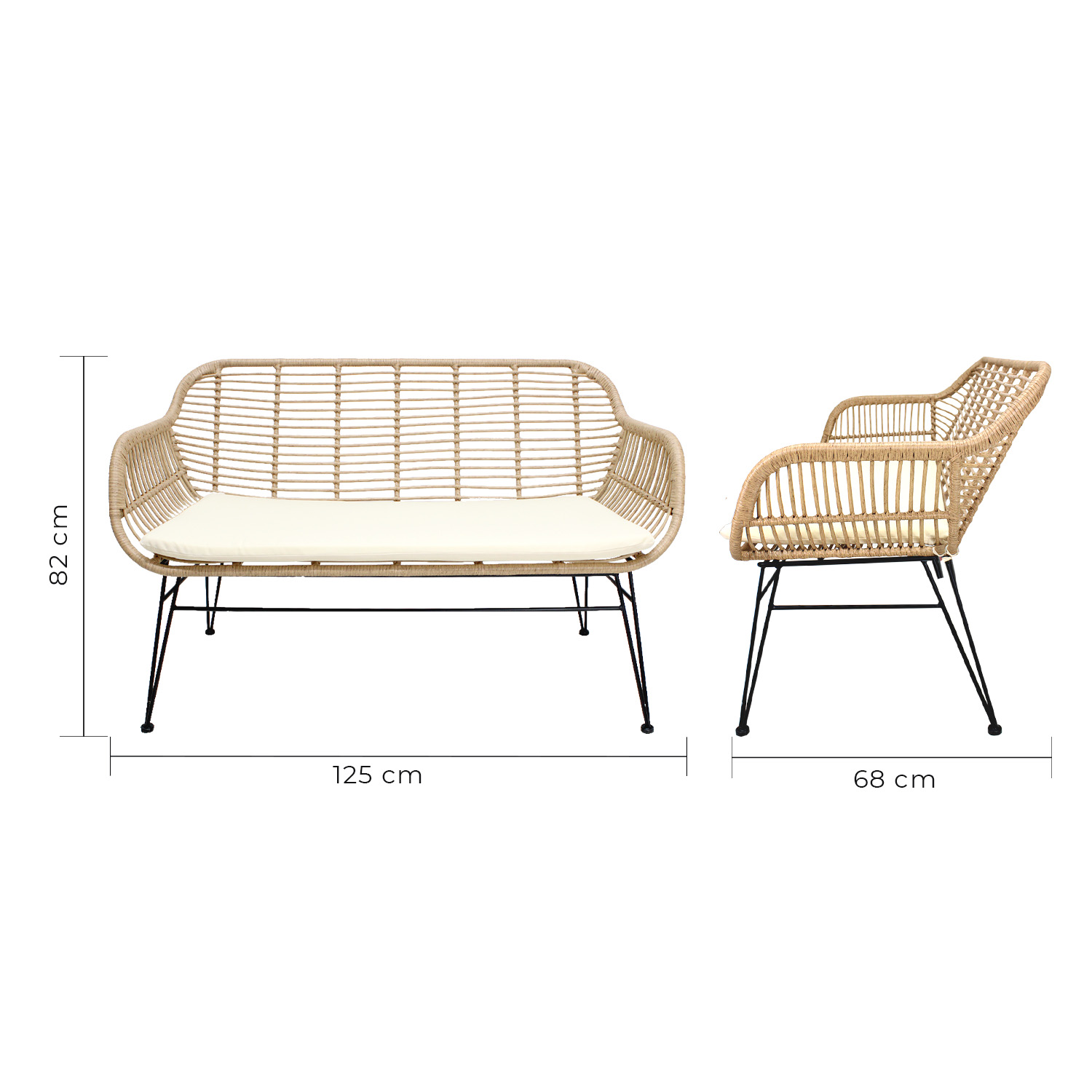 Foto 6 pulgar | Loveseat de Acero y Rattan Mundo In Beige