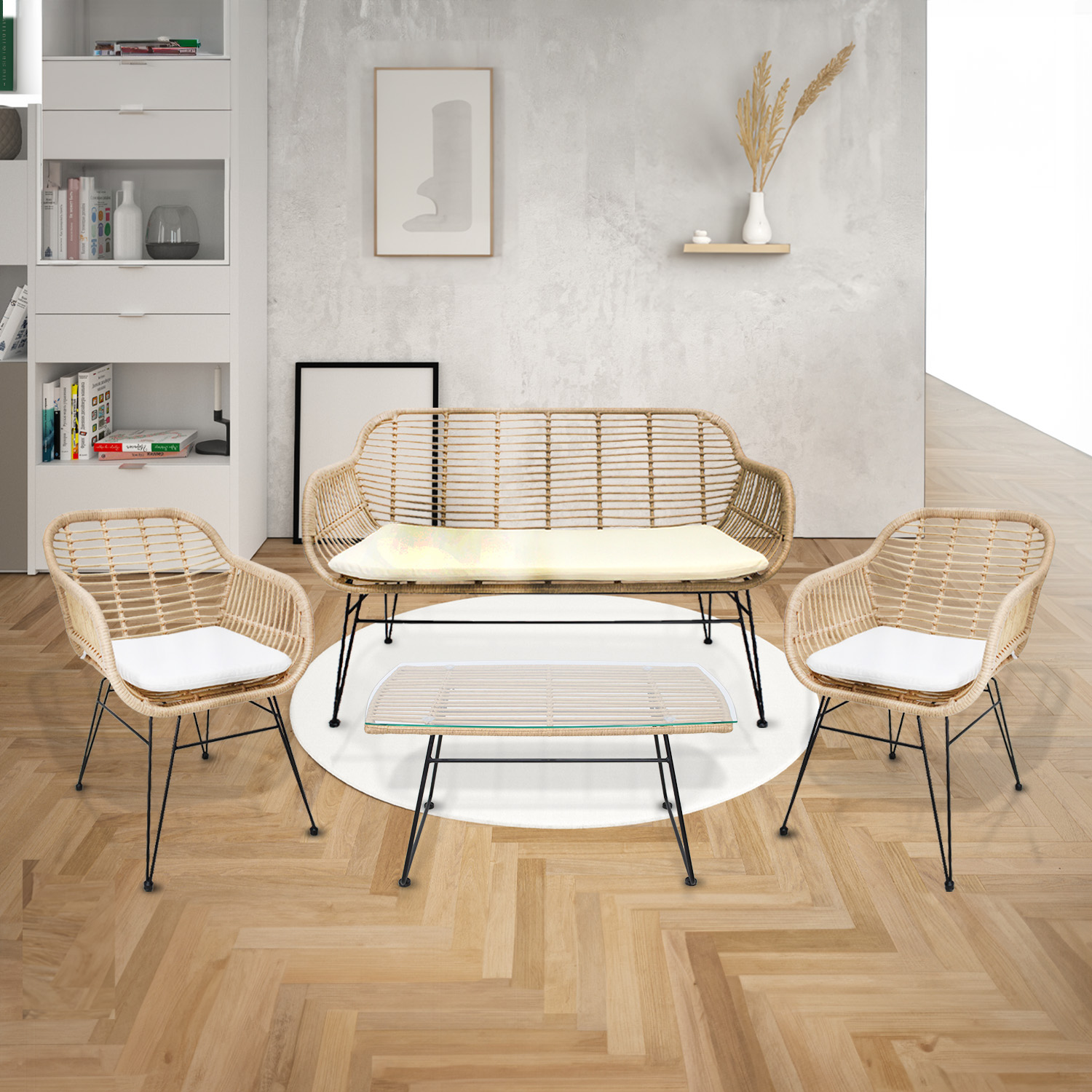 Foto 8 pulgar | Loveseat de Acero y Rattan Mundo In Beige