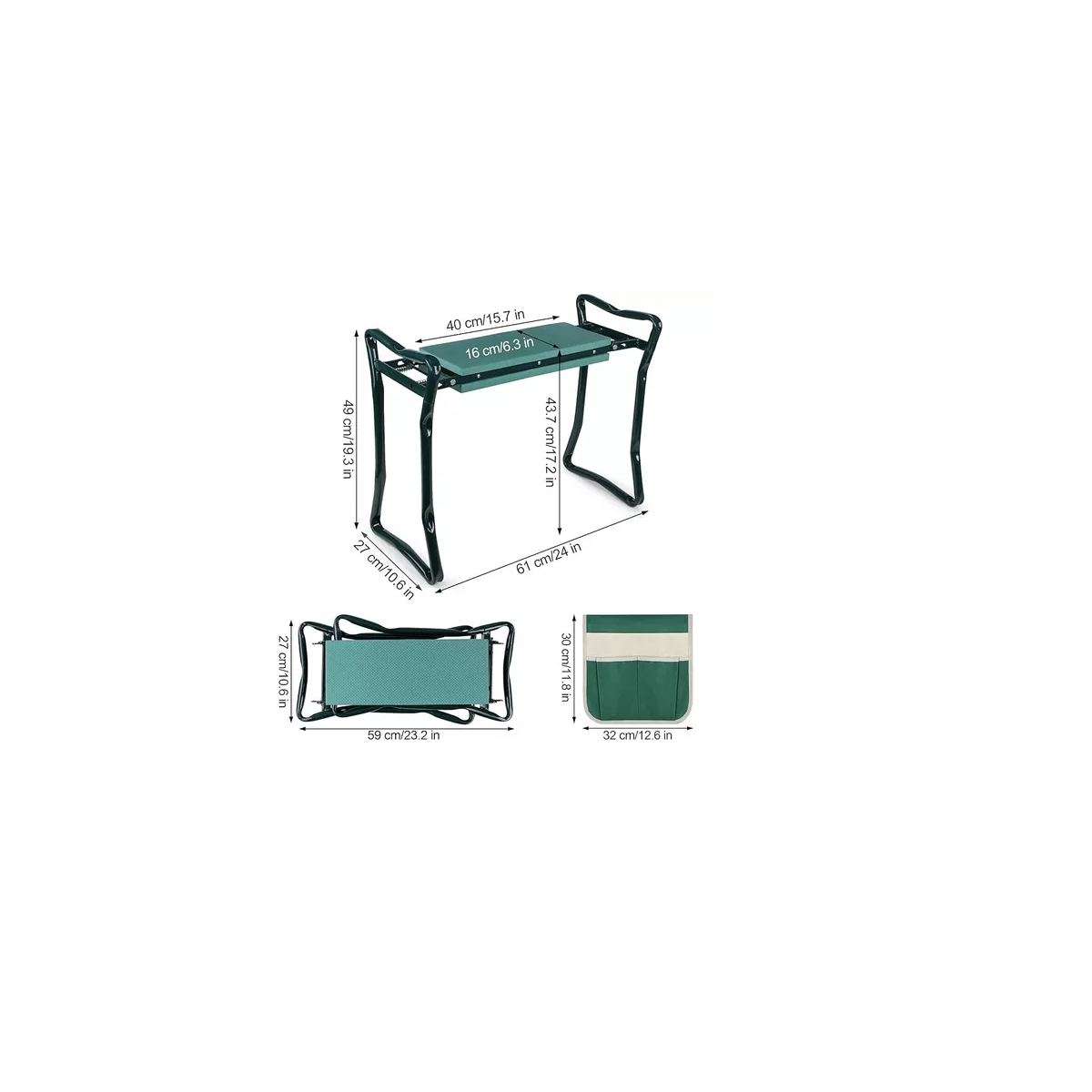 Foto 4 pulgar | Silla Taburete Eo Safe Imports Esi-15036 Verde de Jardín Plegable con Bolsa