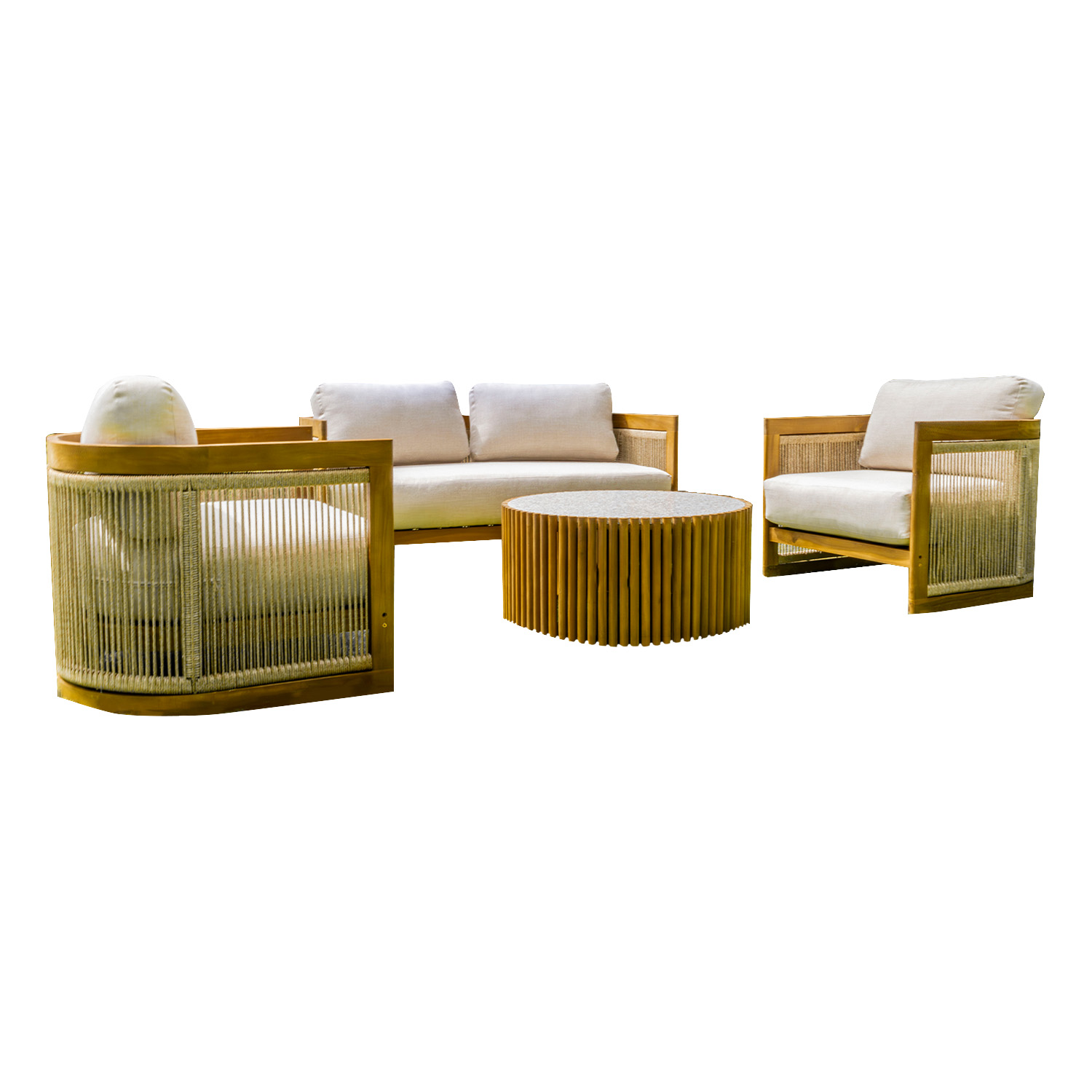Foto 1 | Set de Sala para Jardín Bossa Kava Marrón 4 Piezas con Cojines