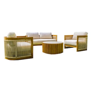 Foto 1 | Set de Sala para Jardín Bossa Kava Marrón 4 Piezas con Cojines