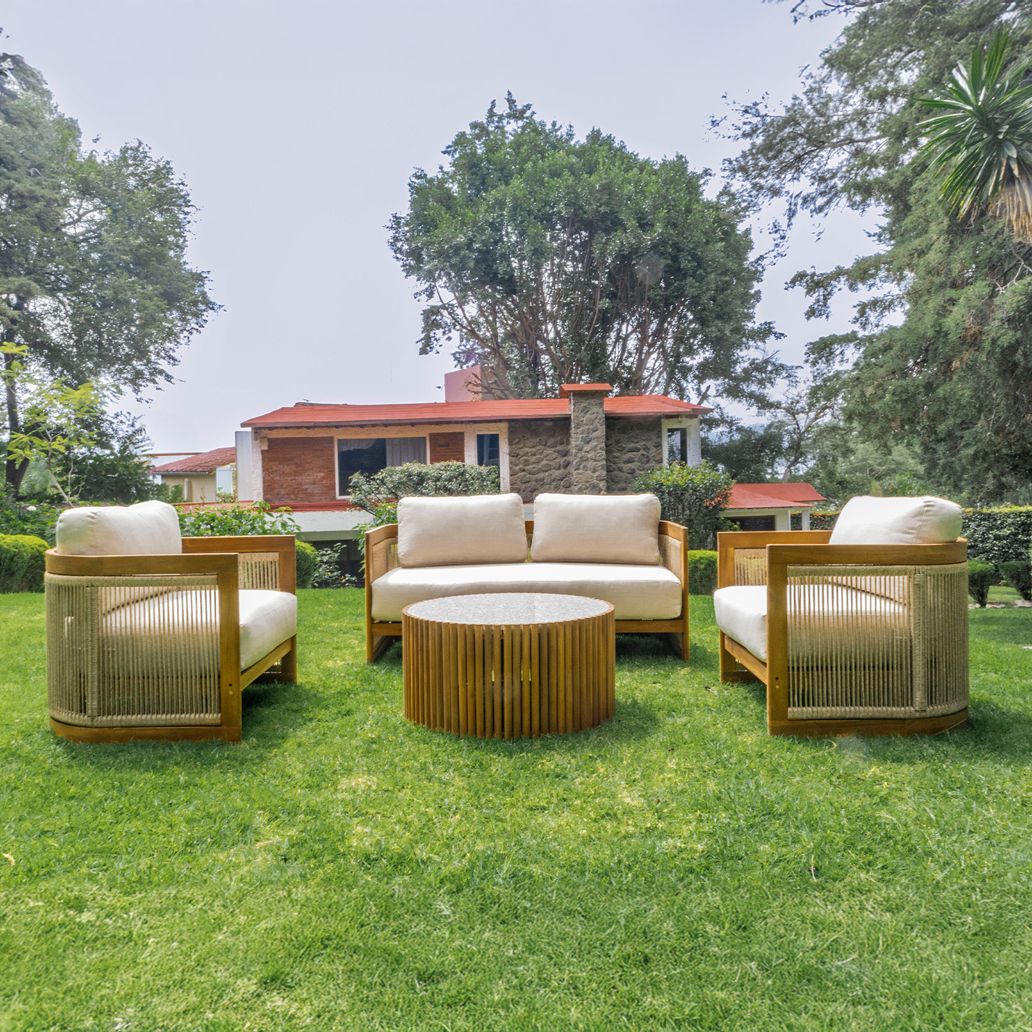 Foto 7 | Set de Sala para Jardín Bossa Kava Marrón 4 Piezas con Cojines