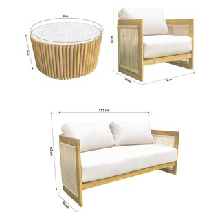 Foto 8 | Set de Sala para Jardín Bossa Kava Marrón 4 Piezas con Cojines