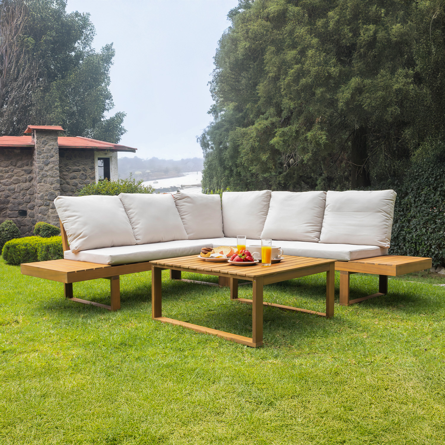 Foto 7 | Set Para Jardín Bossa Lectus Marrón 4 Pzas C/cojines