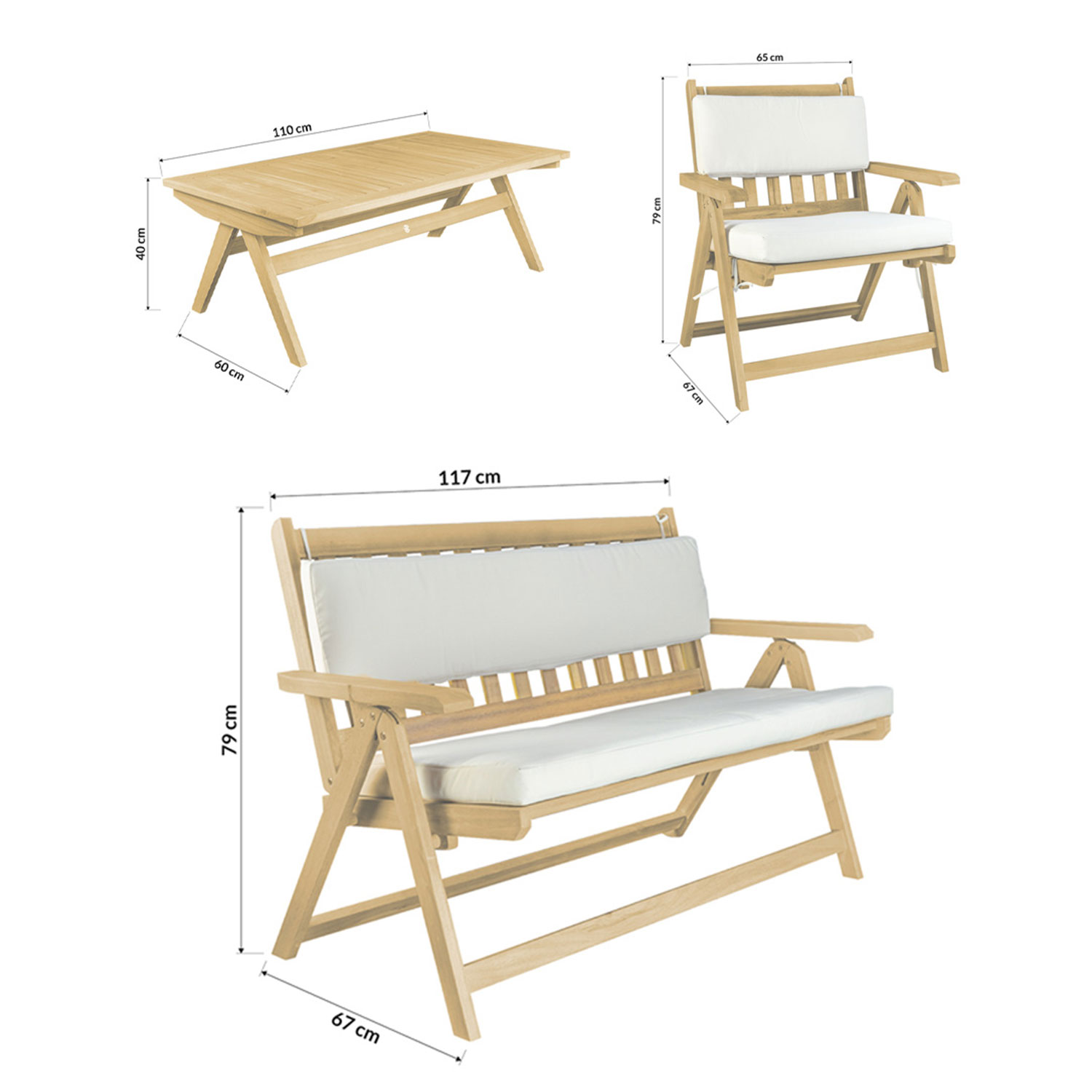 Foto 9 pulgar | Set Para Jardín Bossa Folding Marrón 4 Pzas C/cojines