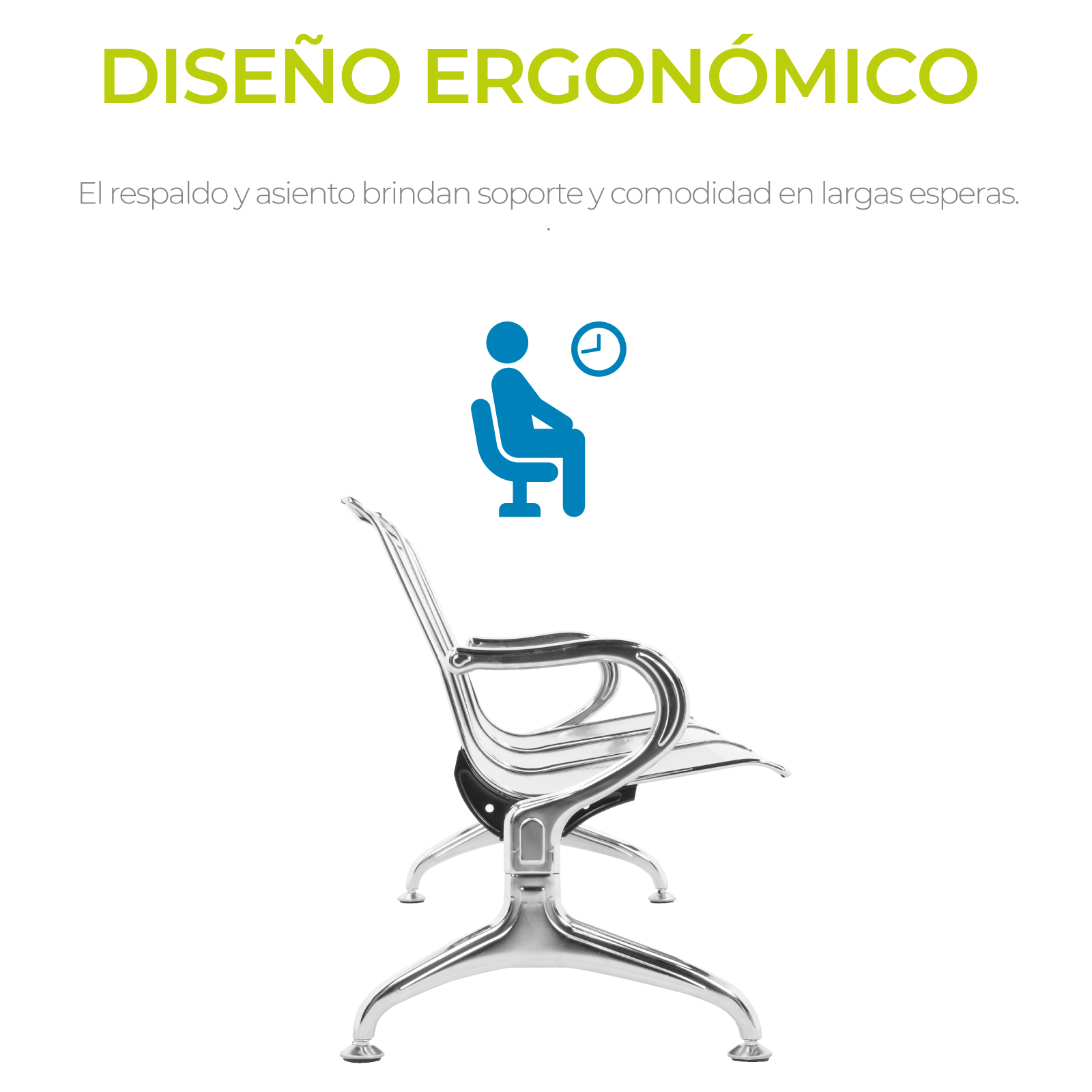Foto 6 pulgar | Banca Para Sala De Espera 3 Asientos Onof Acero Cromado