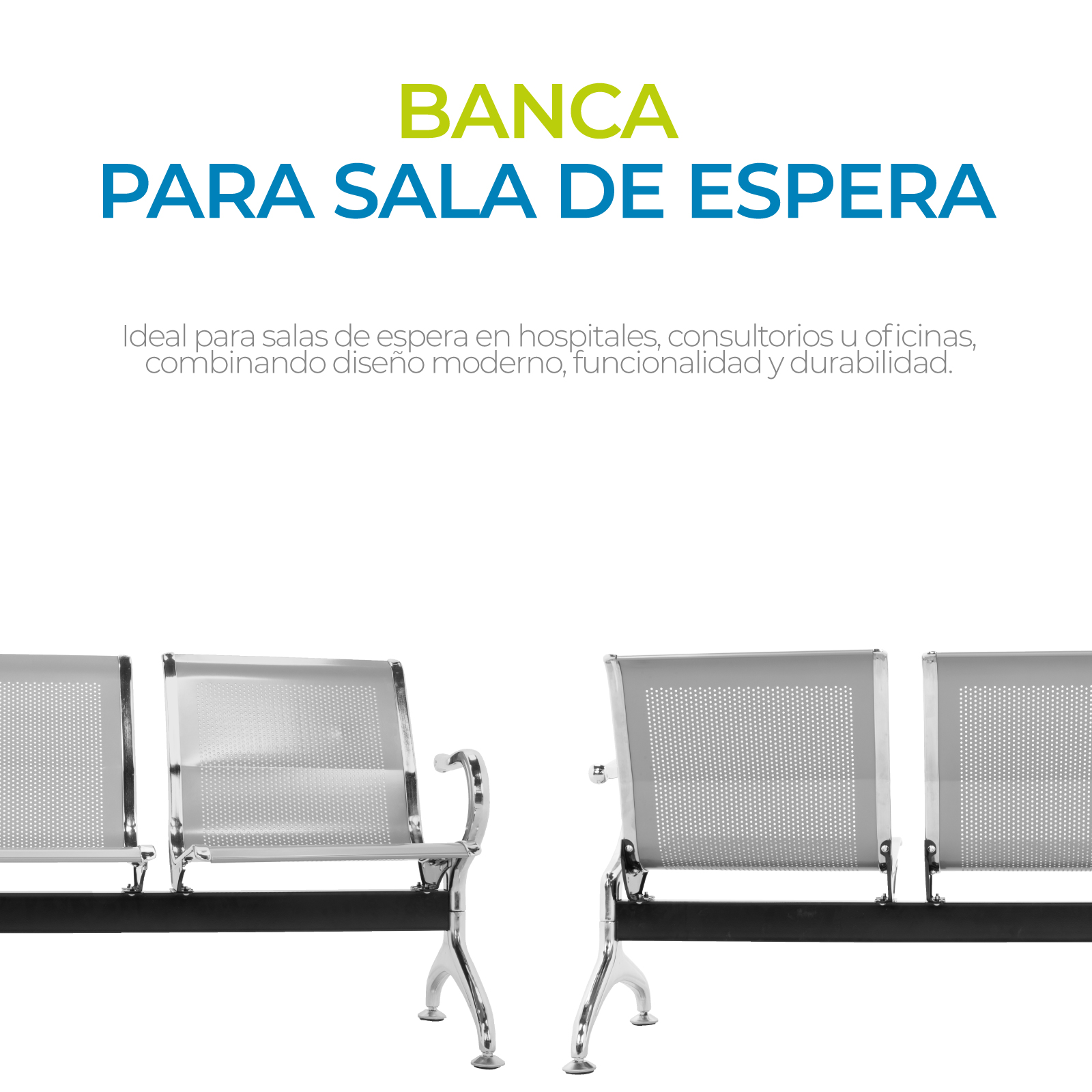 Foto 4 pulgar | Banca Para Sala De Espera 4 Asientos Onof Acero Cromado
