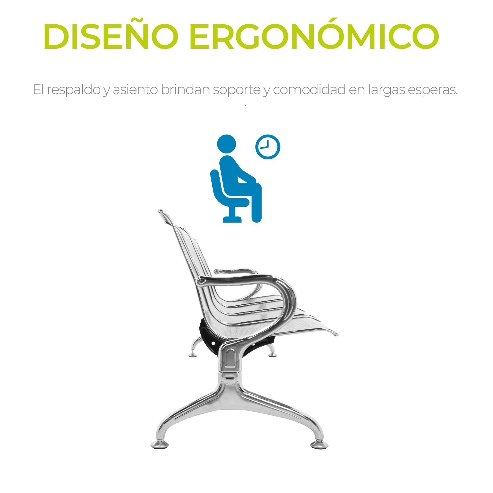 Foto 6 pulgar | Banca Para Sala De Espera 4 Asientos Onof Acero Cromado