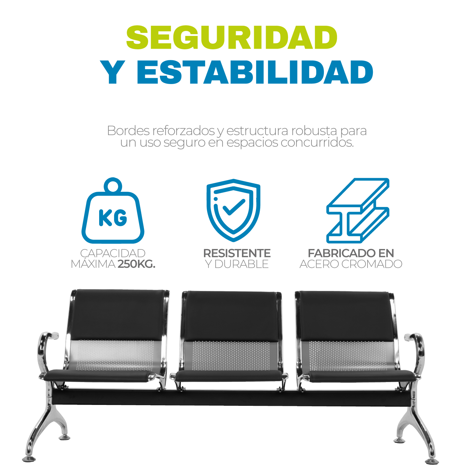 Foto 5 pulgar | Banca Onof de 3 Asientos para Sala de Espera con Cubierta