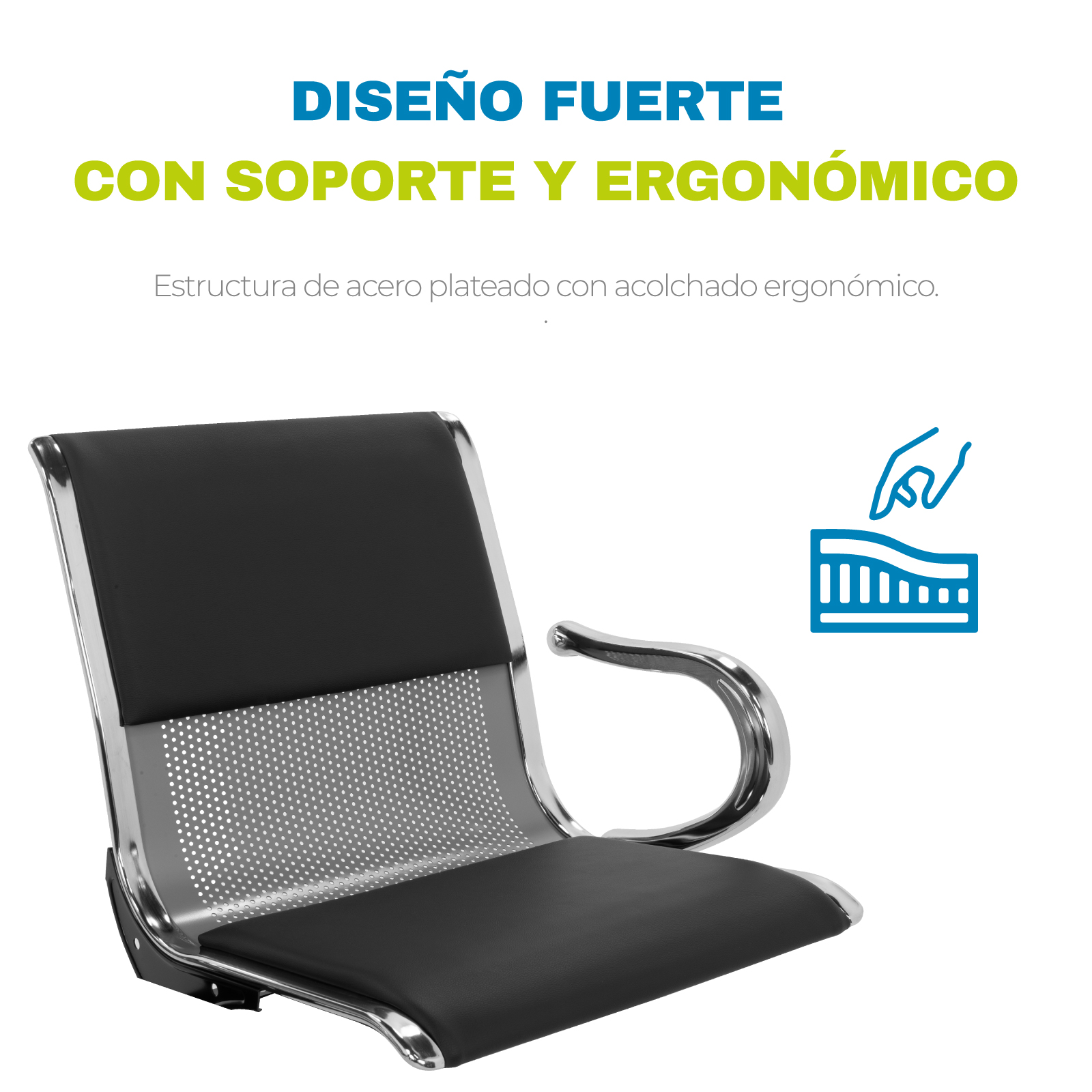 Foto 7 pulgar | Banca Onof de 3 Asientos para Sala de Espera con Cubierta