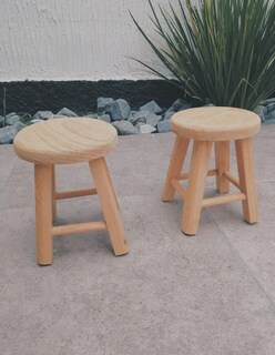 Foto 5 | Banco de Madera Multiusos Café 2 Piezas