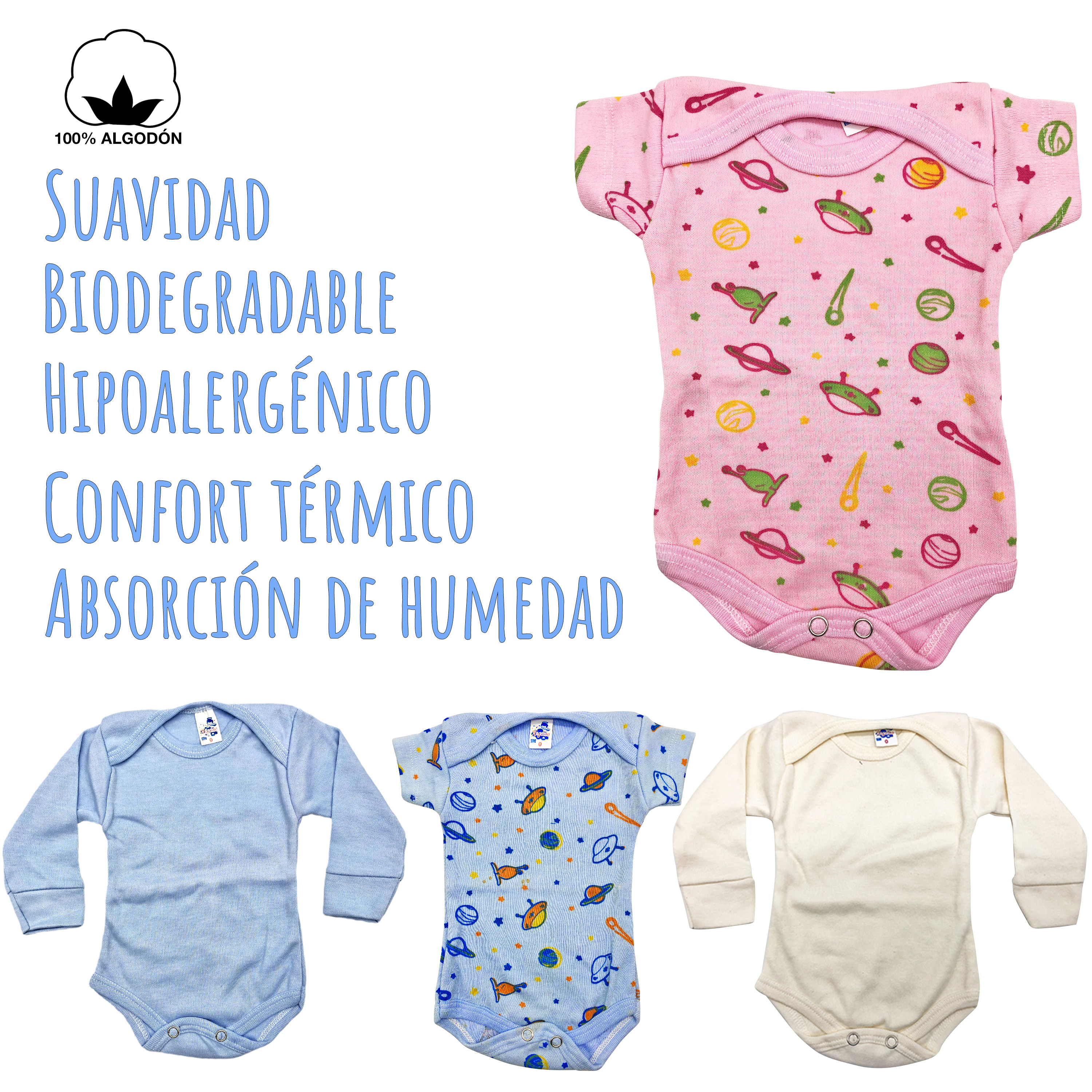 Foto 4 | Pañalero Manga Larga Y Manga Corta Algodón Pack 4 Ecobaby Original