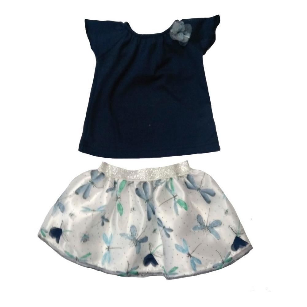 Conjunto Baby Kisses con Falda Estampada Libélulas color Azul