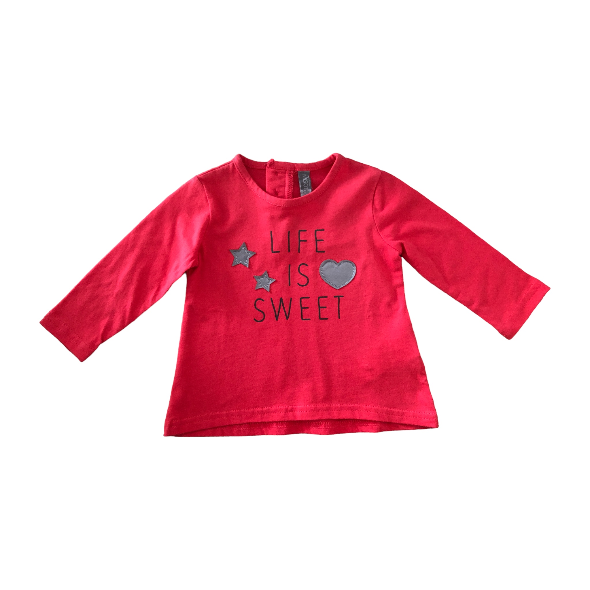 Playera Life Is Sweet Losan 8281016AD color Coral para Bebé Niña