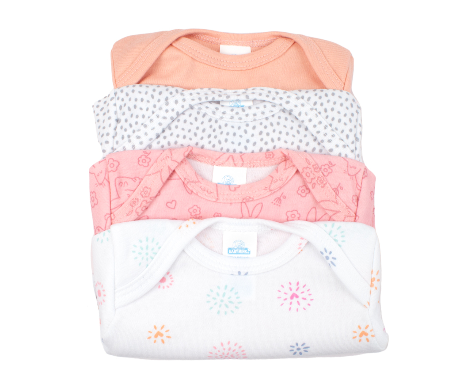 Foto 7 | Set De Playeras Para Bebé De Manga Corta Baby Mink Bm18m (4 Piezas) Rosa
