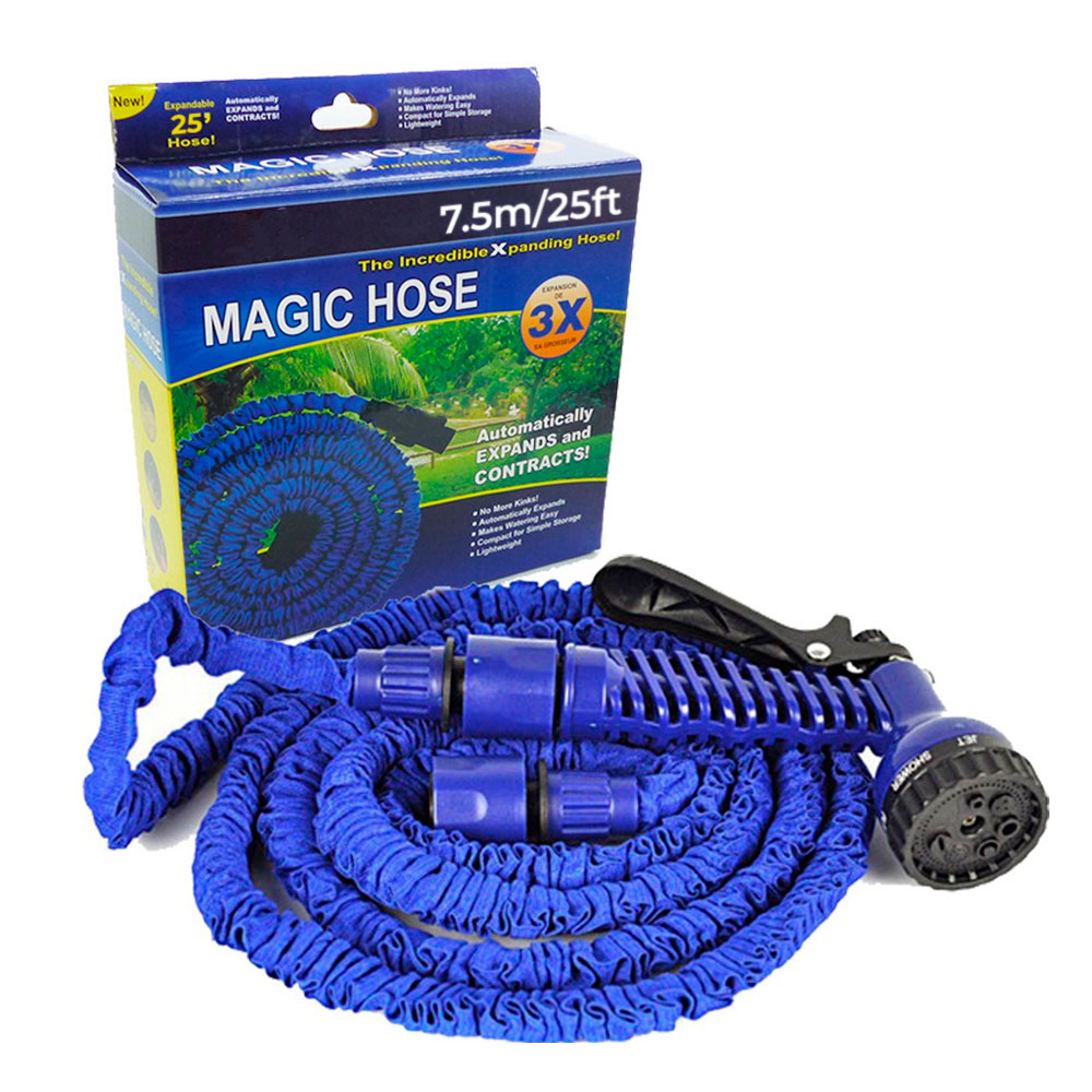 Manguera Ele-gate color Azul Flexible Expandible de 7.5 m con Pistola