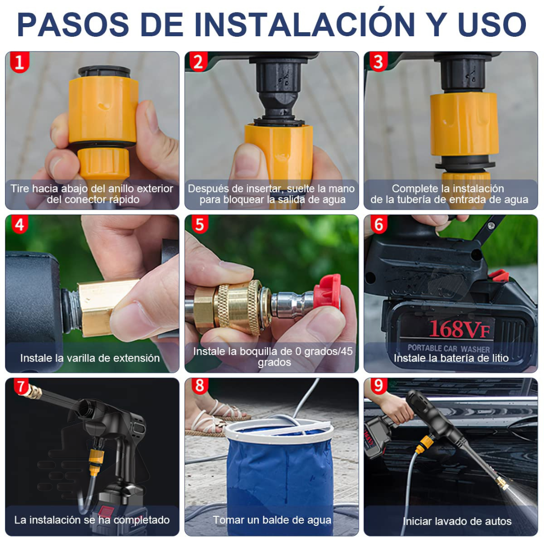 Foto 5 pulgar | Kit Pistola de Agua JustClick MX para Lavado a Presión Recargable