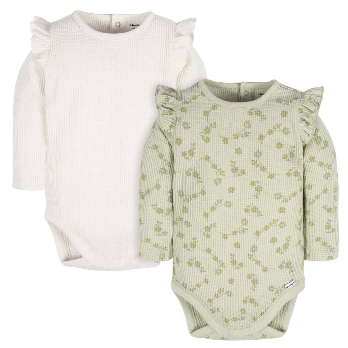 Pañalero Gerber Pack 2 Piezas Blanco Verde Manga Larga Bebé