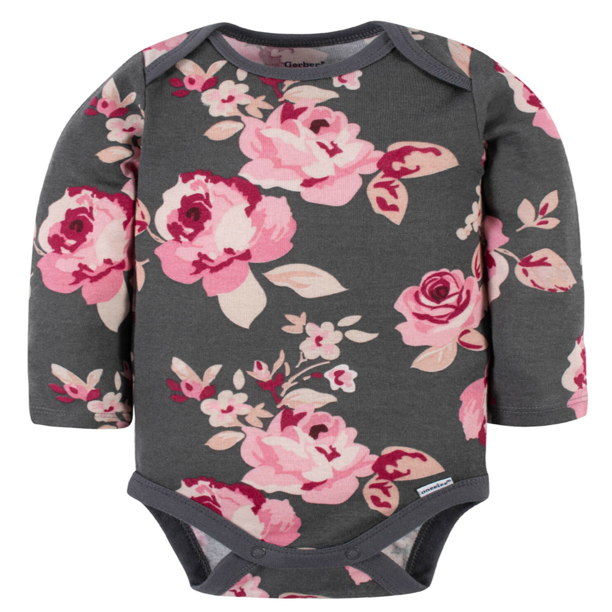 Foto 1 | Pañalero Modern Moments Rosa Gris Flores Body Bebé Algodón