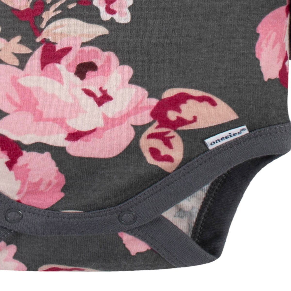 Foto 4 pulgar | Pañalero Modern Moments Rosa Gris Flores Body Bebé Algodón