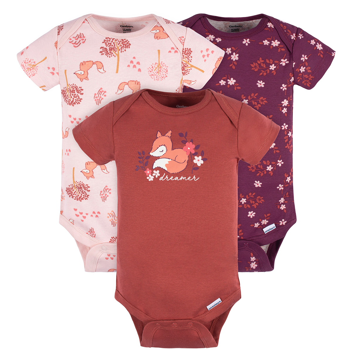 Pañalero Gerber Essentials Pack 3 Pzs Zorrito Algodón Bebé