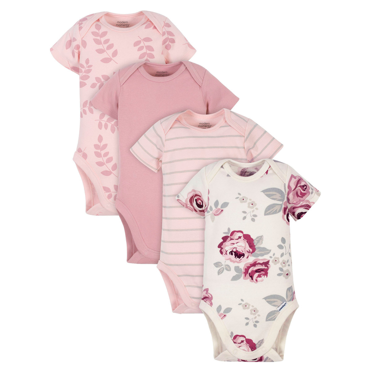 Foto 1 | Pañalero Modern Moments Rosa Blanco Set 4 Piezas Body Bebé