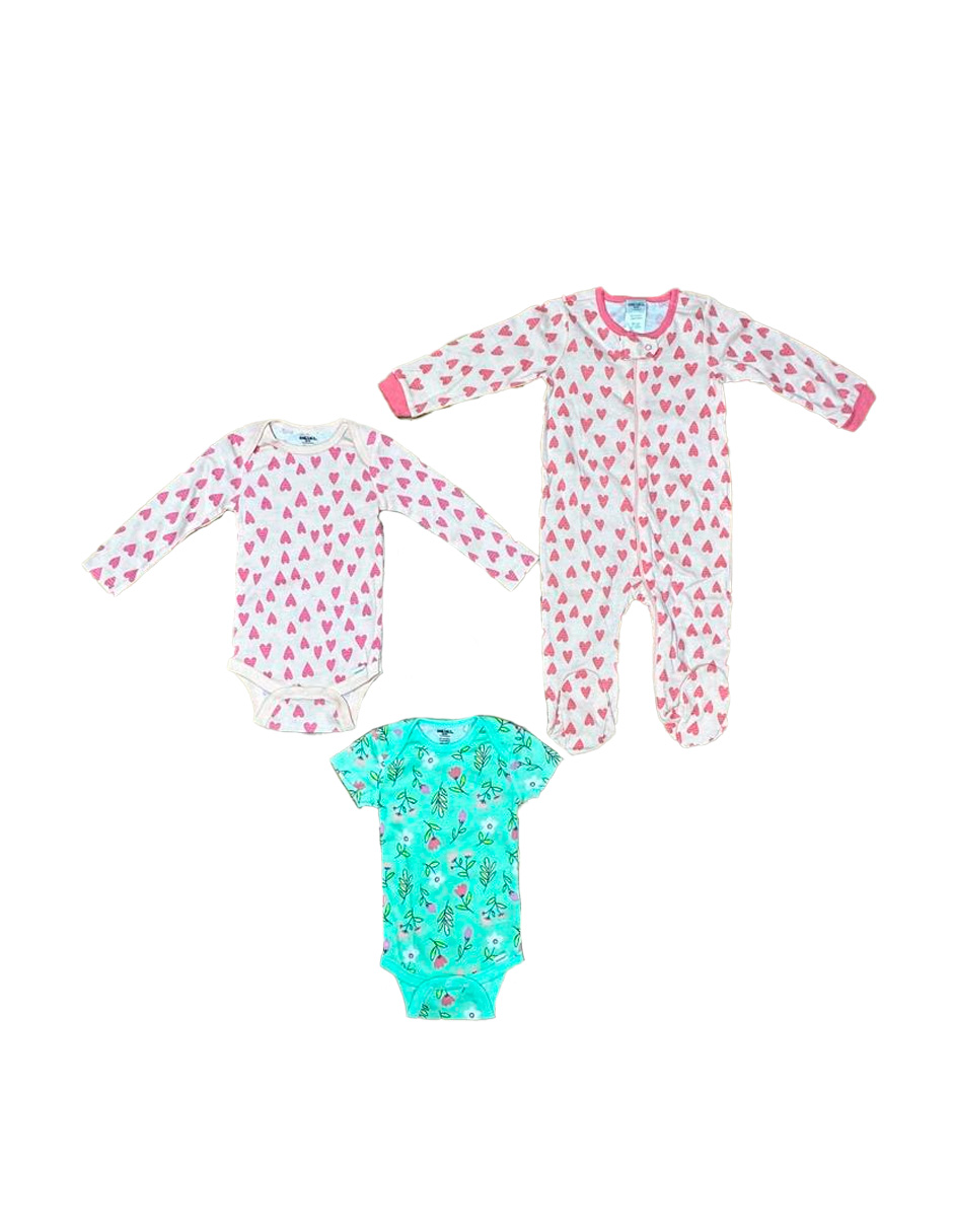 Foto 2 pulgar | Kit 3 Piezas Bebé Niña Onesies Pañaleros Y Mameluco Multicolor Op2212hk