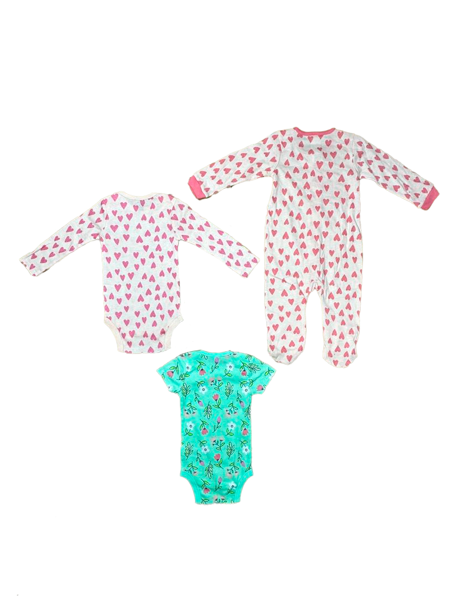 Foto 3 pulgar | Kit 3 Piezas Bebé Niña Onesies Pañaleros Y Mameluco Multicolor Op2212hk