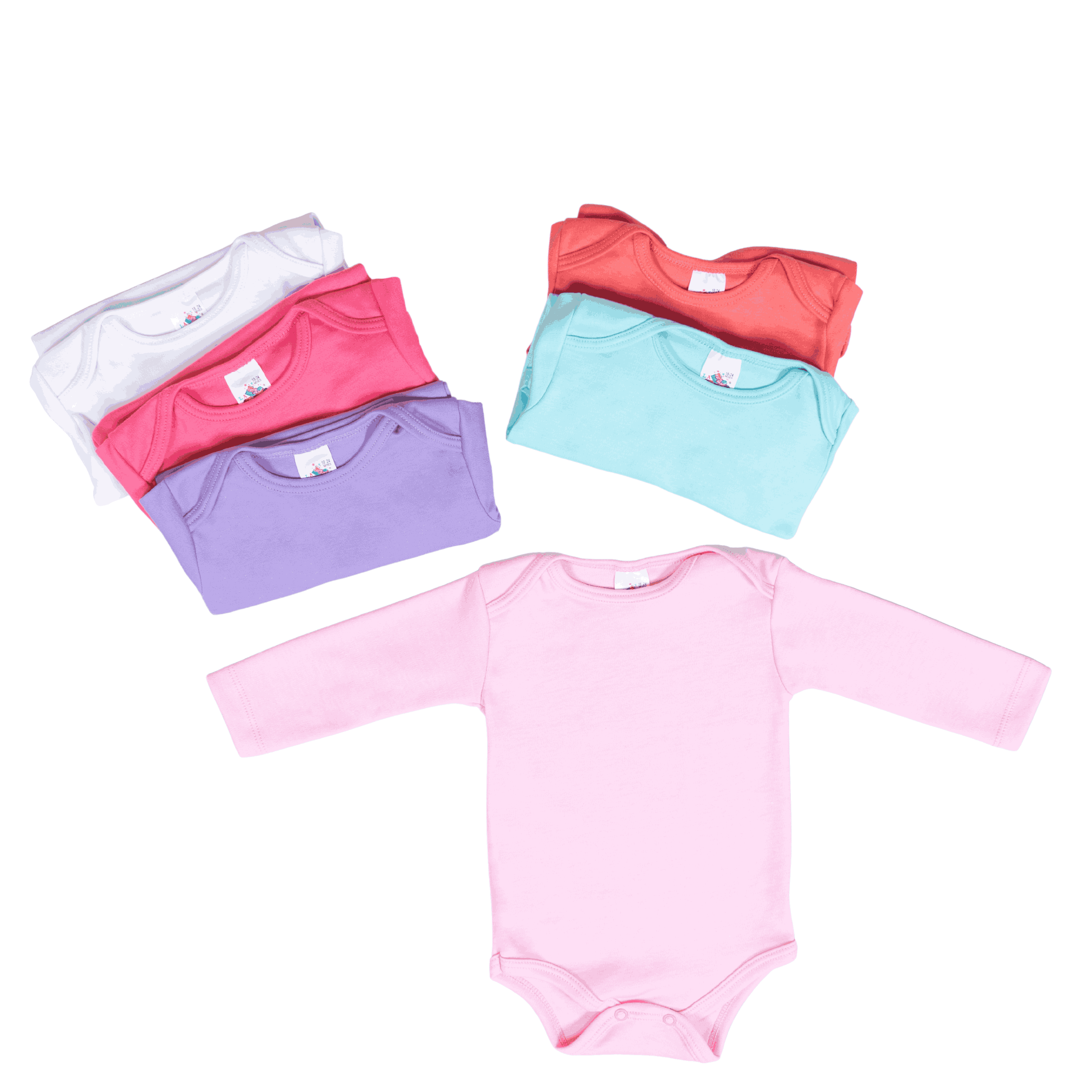 Set De 6 Pañaleros Bebe Niña Manga Larga Colores Surtidos