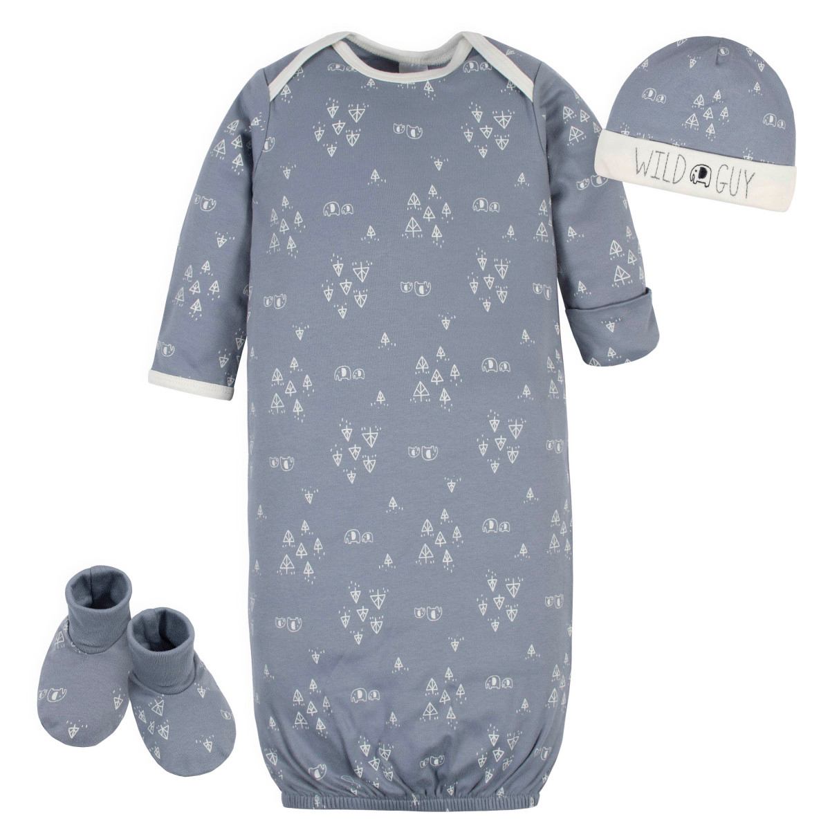 Foto 1 | Set 3 Piezas Gerber Camisón Gorrito Patucos Algodón Gris