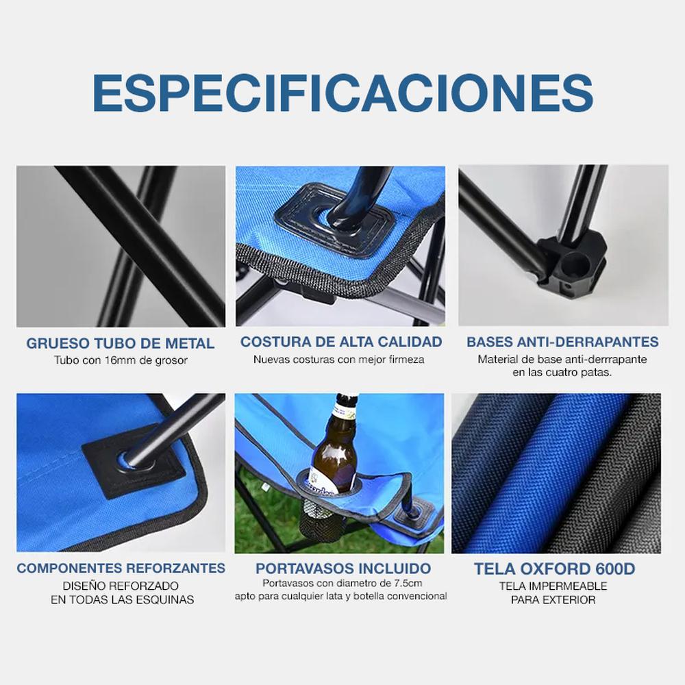 Foto 7 pulgar | Silla de Playa Plegable Reclinable con Funda para Exterior 6 Piezas