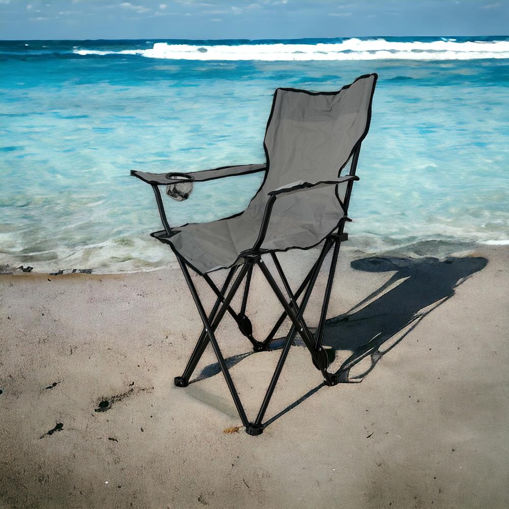Foto 5 pulgar | Silla de Playa CJR Gris Plegable Reclinable con Funda para Exterior