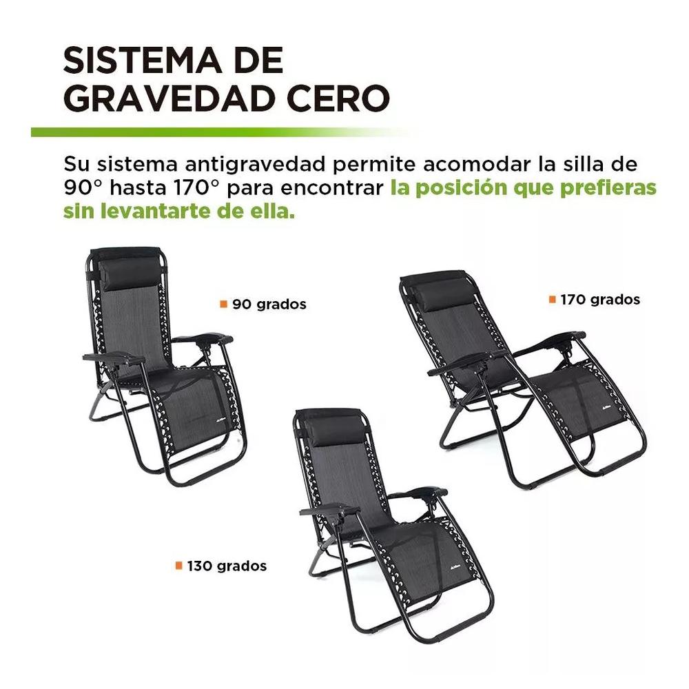 Foto 3 pulgar | Silla Camastro CJR Plegable Gravedad 0 Reclinable 2 Piezas