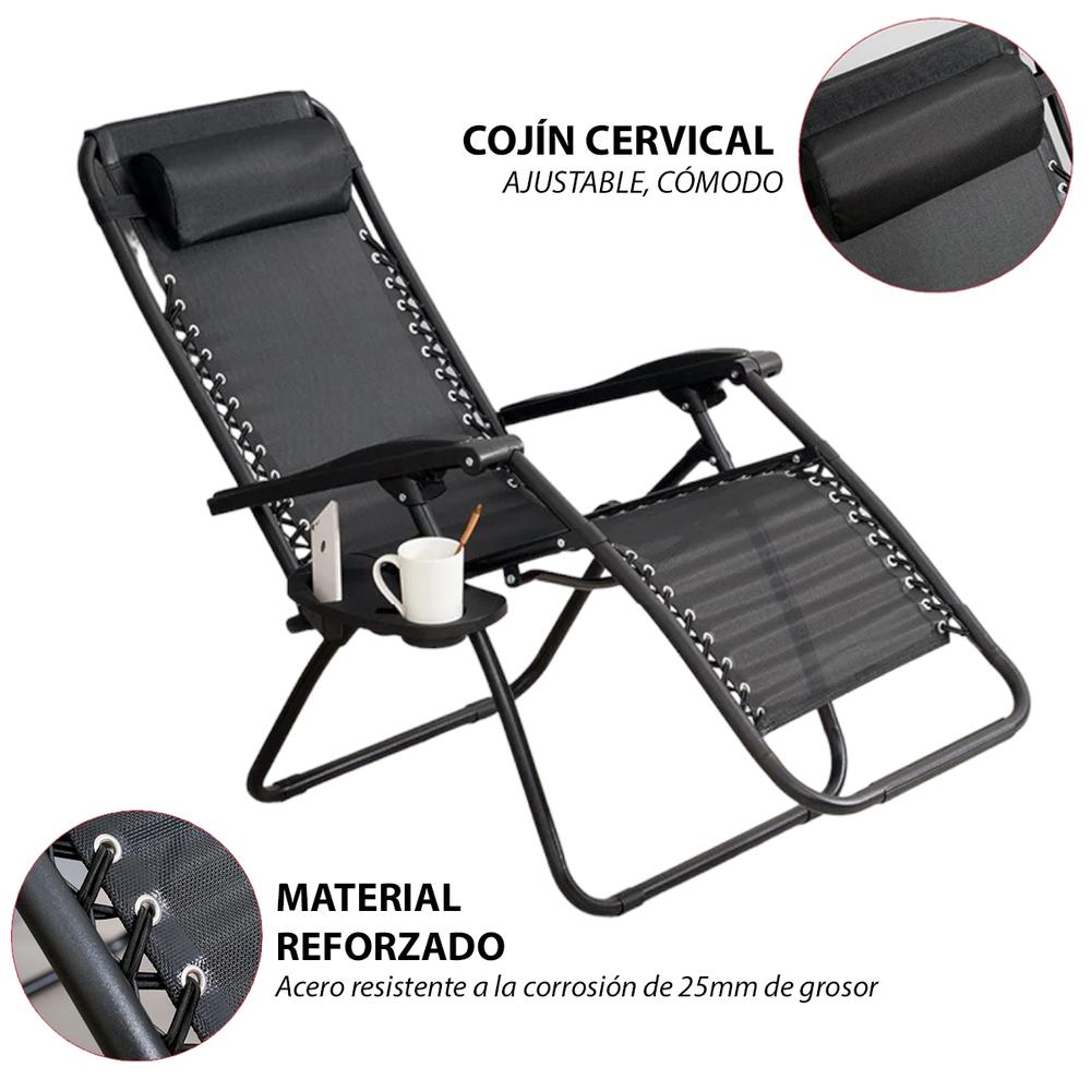 Foto 5 pulgar | Silla Camastro CJR Plegable Gravedad 0 Reclinable 2 Piezas