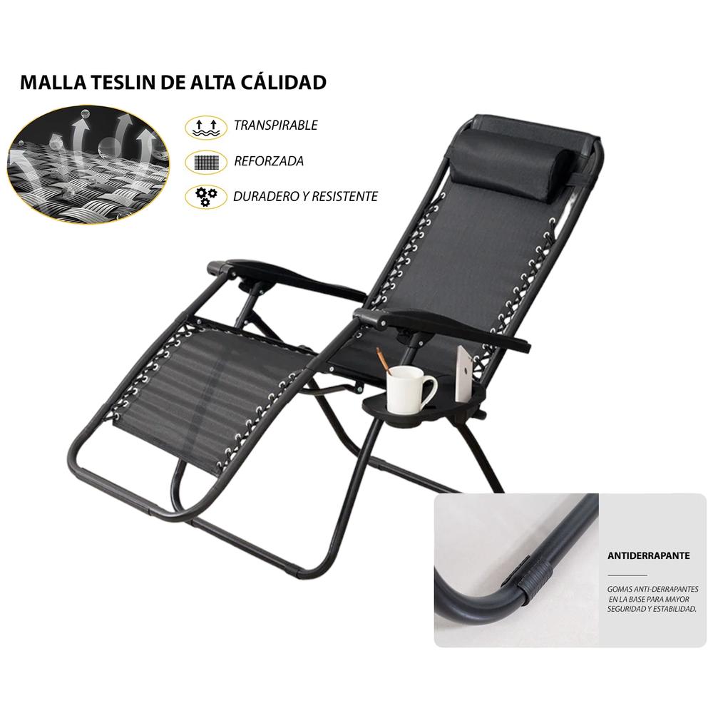 Foto 6 pulgar | Silla Camastro CJR Plegable Gravedad 0 Reclinable 2 Piezas