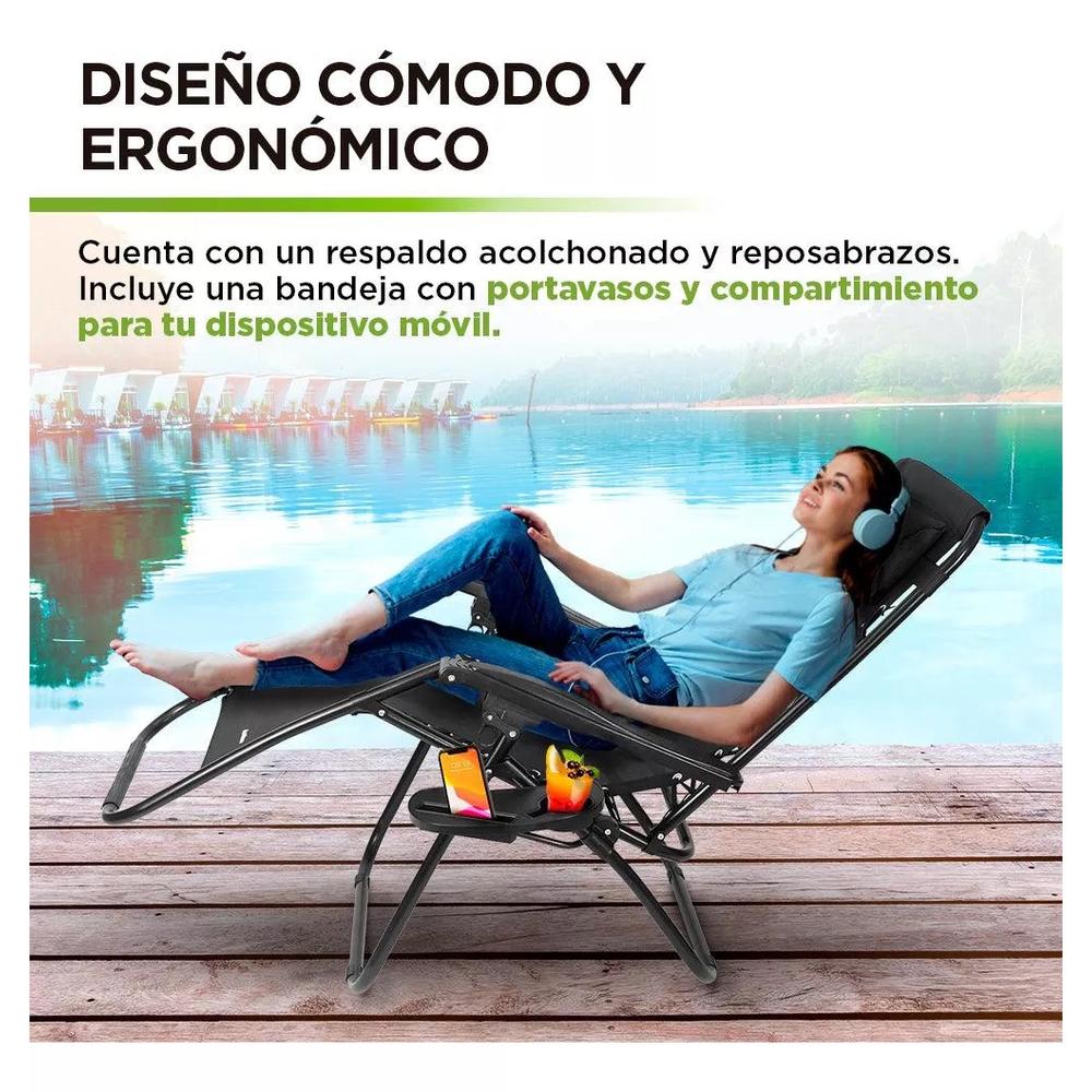 Foto 7 pulgar | Silla Camastro CJR Plegable Gravedad 0 Reclinable 2 Piezas