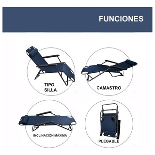 Foto 2 | 2 Sillas Camastro Plegable Reclinable Jardin Playa Alberca