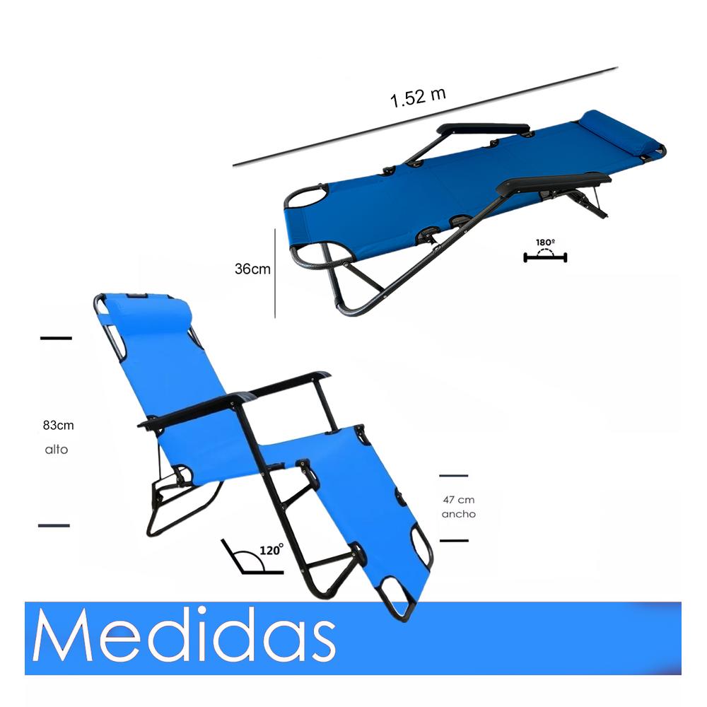 Foto 5 | 2 Sillas Camastro Plegable Reclinable Jardin Playa Alberca