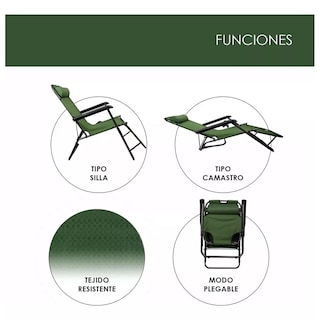 Foto 4 | 2 Sillas Camastro Plegable Reclinable Jardin Playa Alberca
