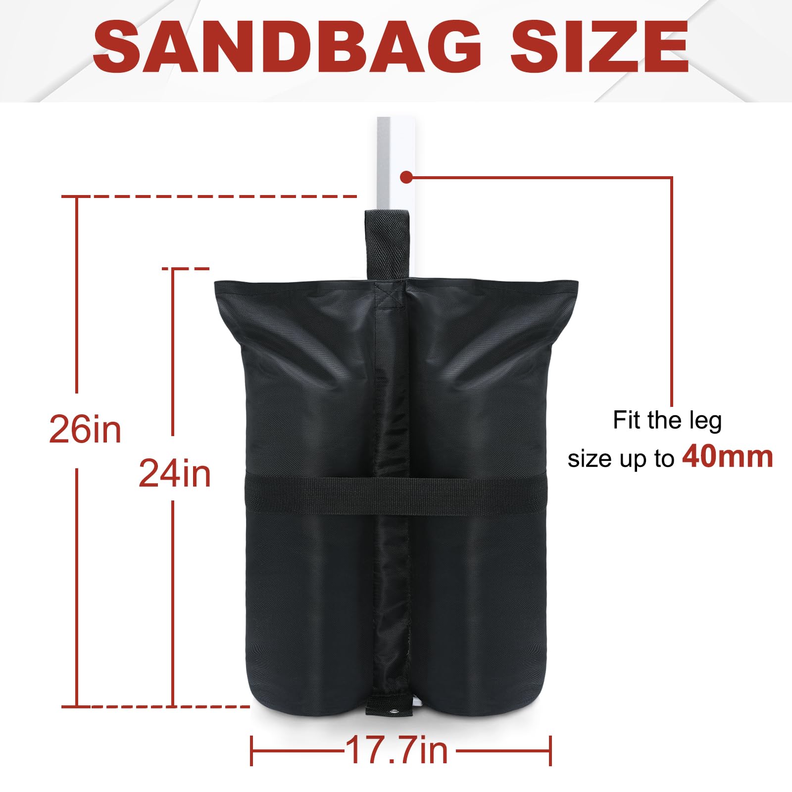 Foto 2 | Bolsas de Peso Abccanopy Heavy Duty Negras (84 Kg) Para Toldo - Venta Internacional