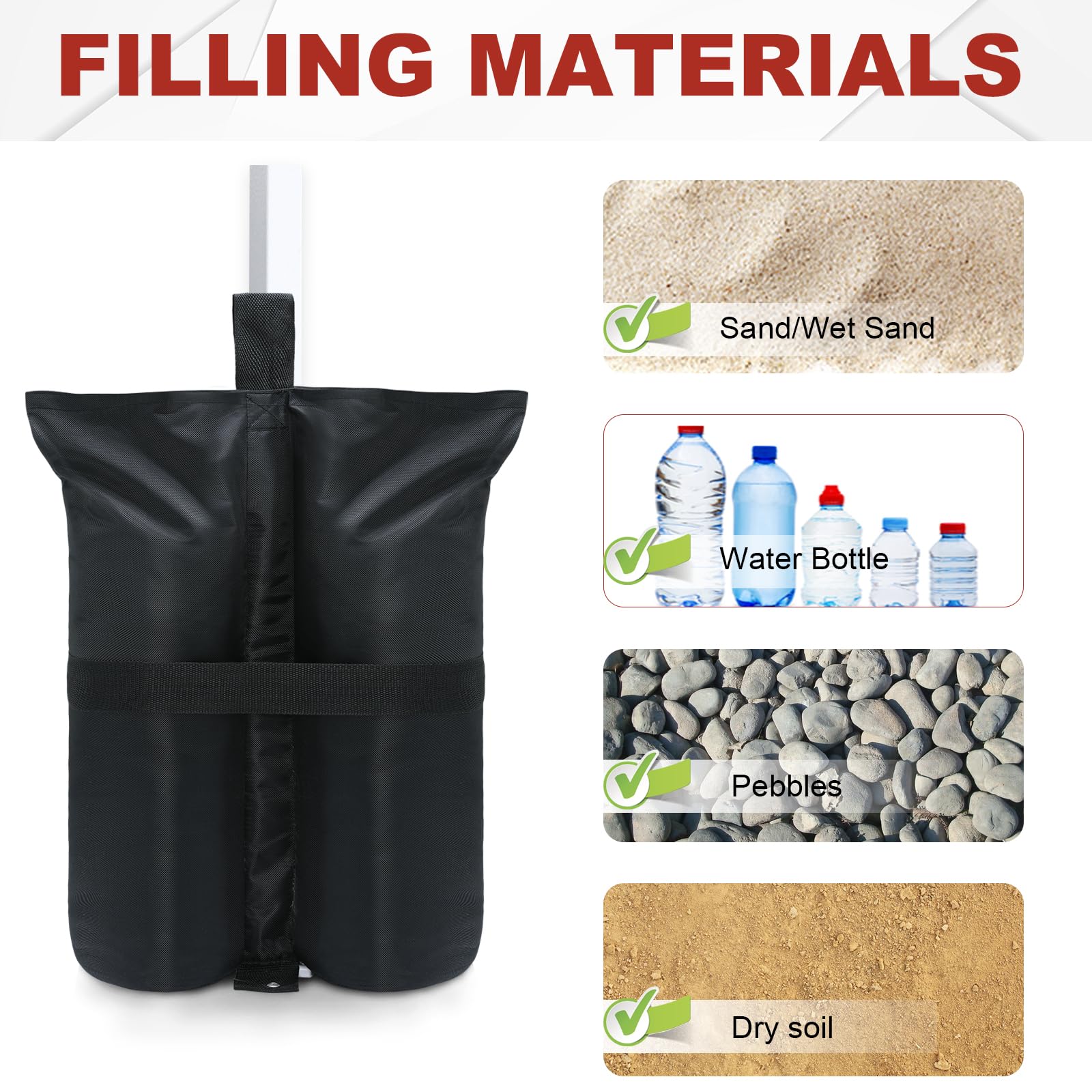 Foto 5 pulgar | Bolsas de Peso Abccanopy Heavy Duty Negras (84 Kg) Para Toldo - Venta Internacional