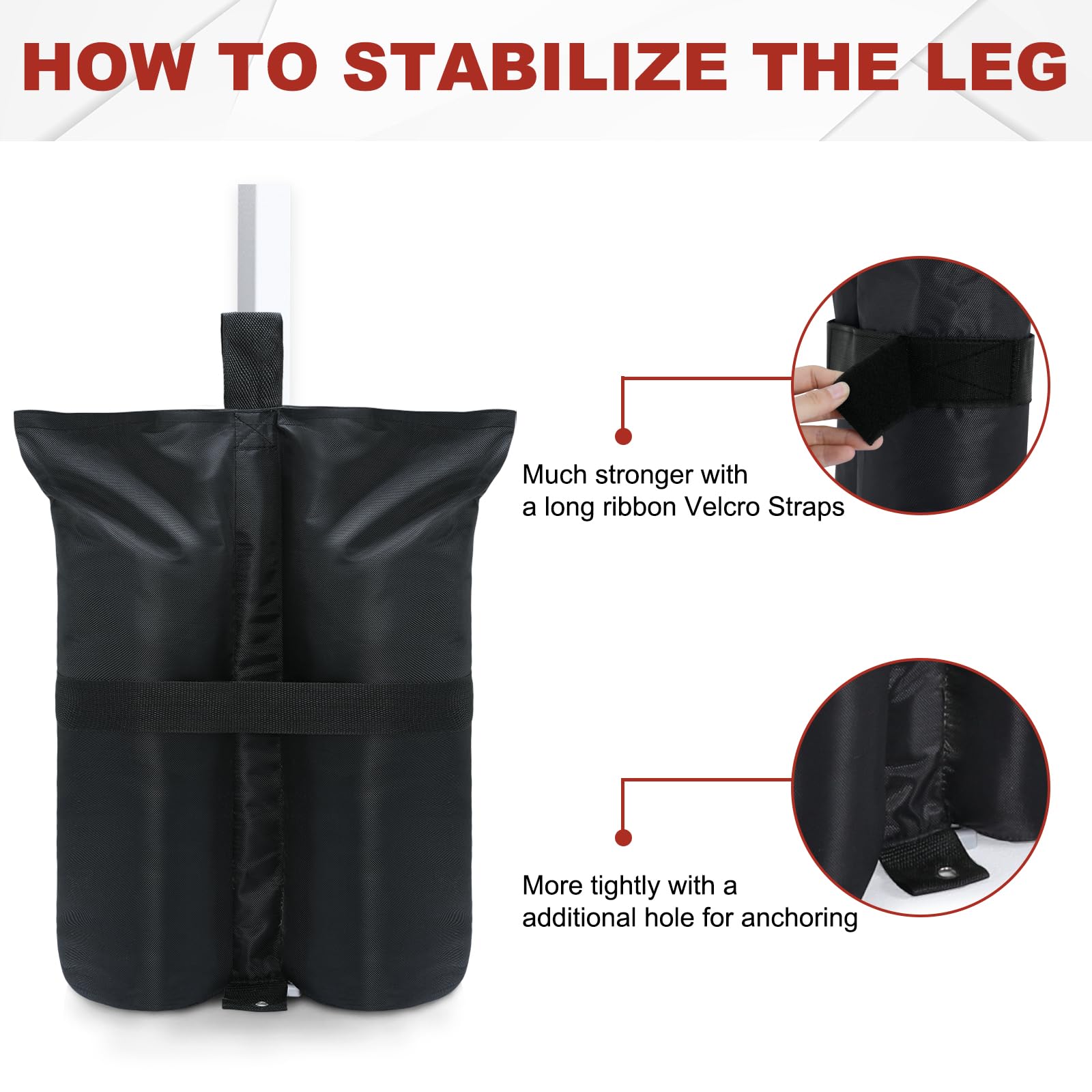 Foto 5 | Bolsas de Peso Abccanopy Heavy Duty Negras (84 Kg) Para Toldo - Venta Internacional