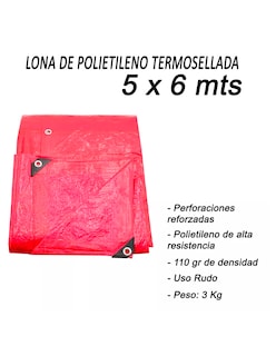 Foto 7 | Lona De Polietileno Uso Rudo Termosellada Roja 110 Gr 5x6 M