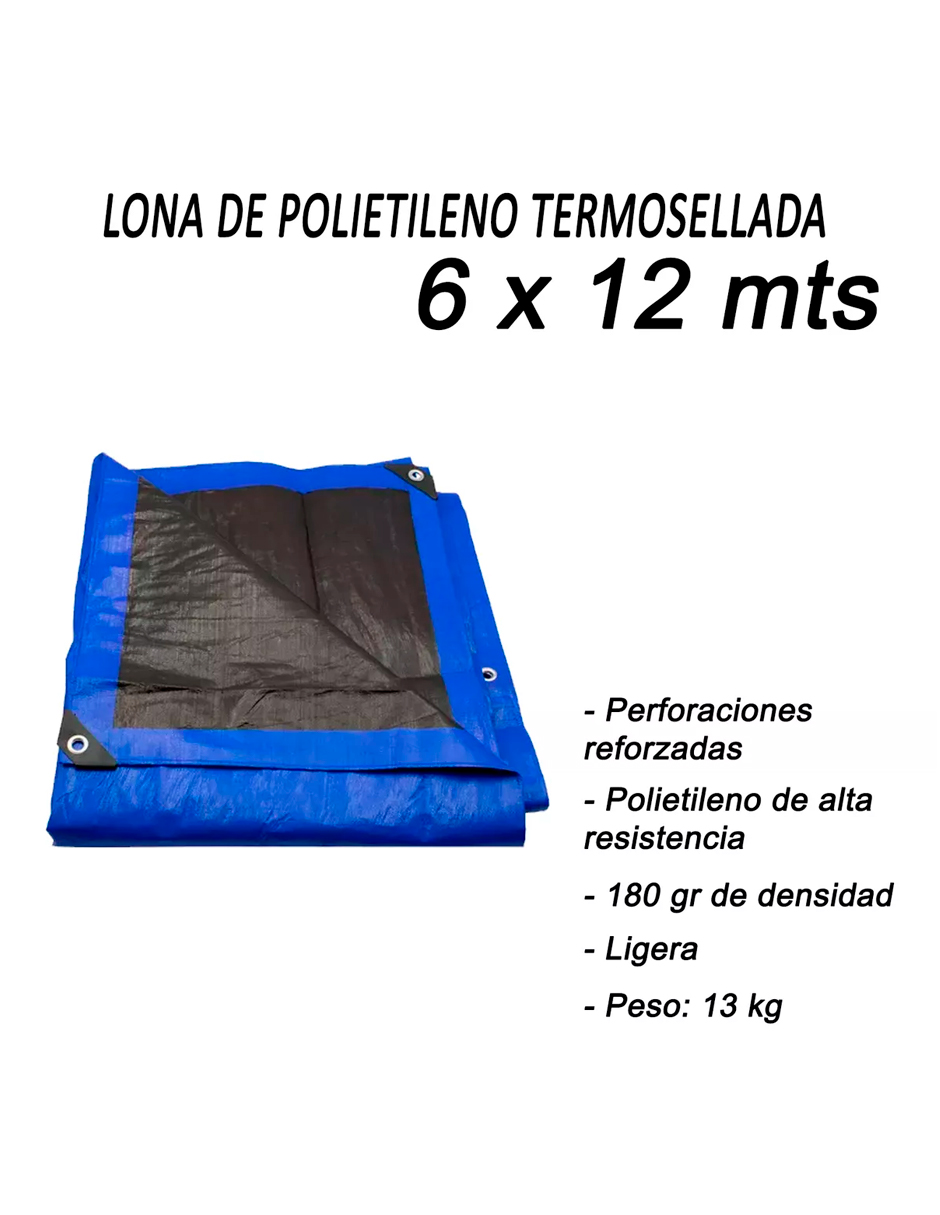 Foto 8 pulgar | Lona De Polietileno Uso Super Rudo Azul/negro 180 Gr 6x12 M